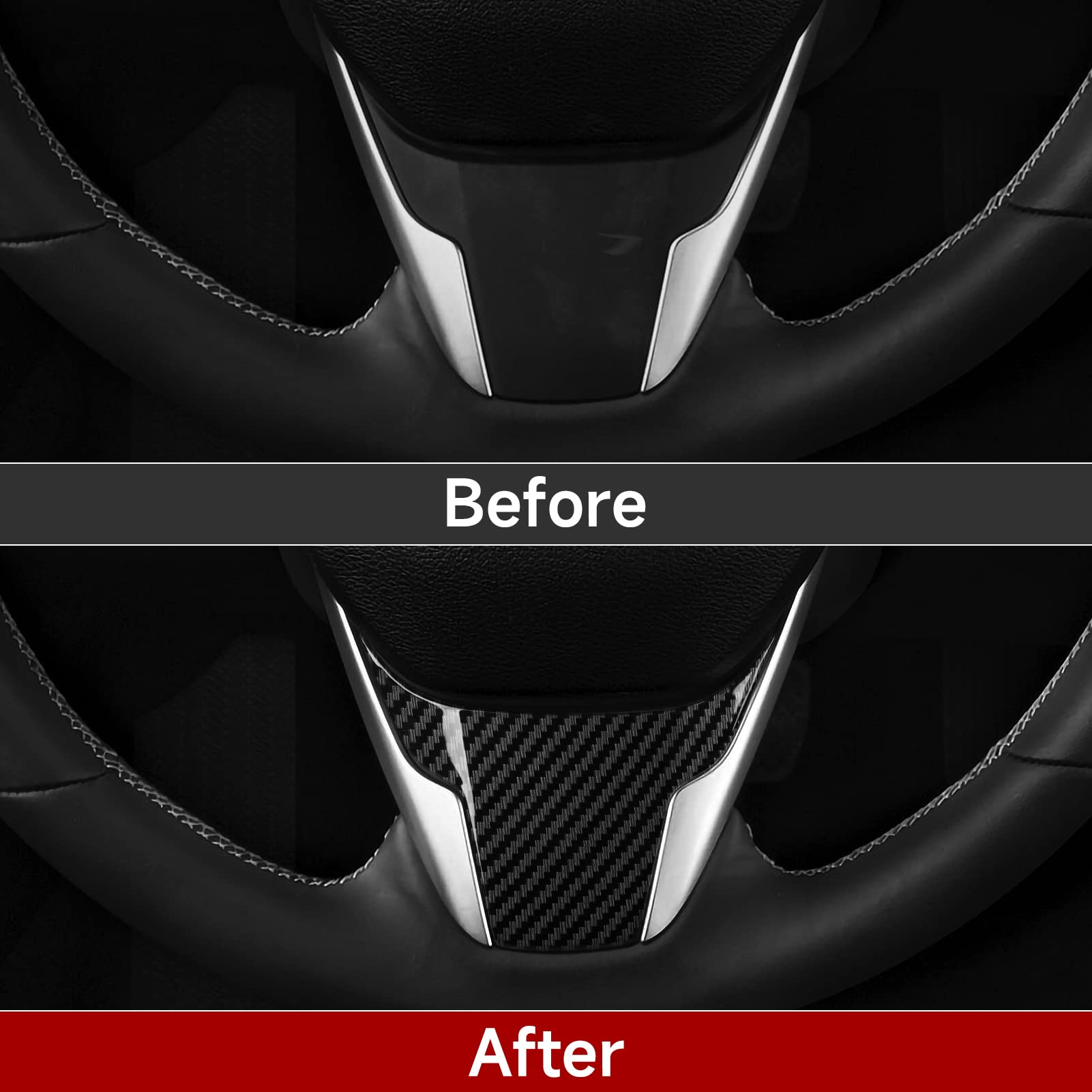BRMYL Steering Wheel Decal for Honda Civic 2016 2017 2018 2019 2020 2021 Accessories ABS Carbon Fiber Interior Stickers