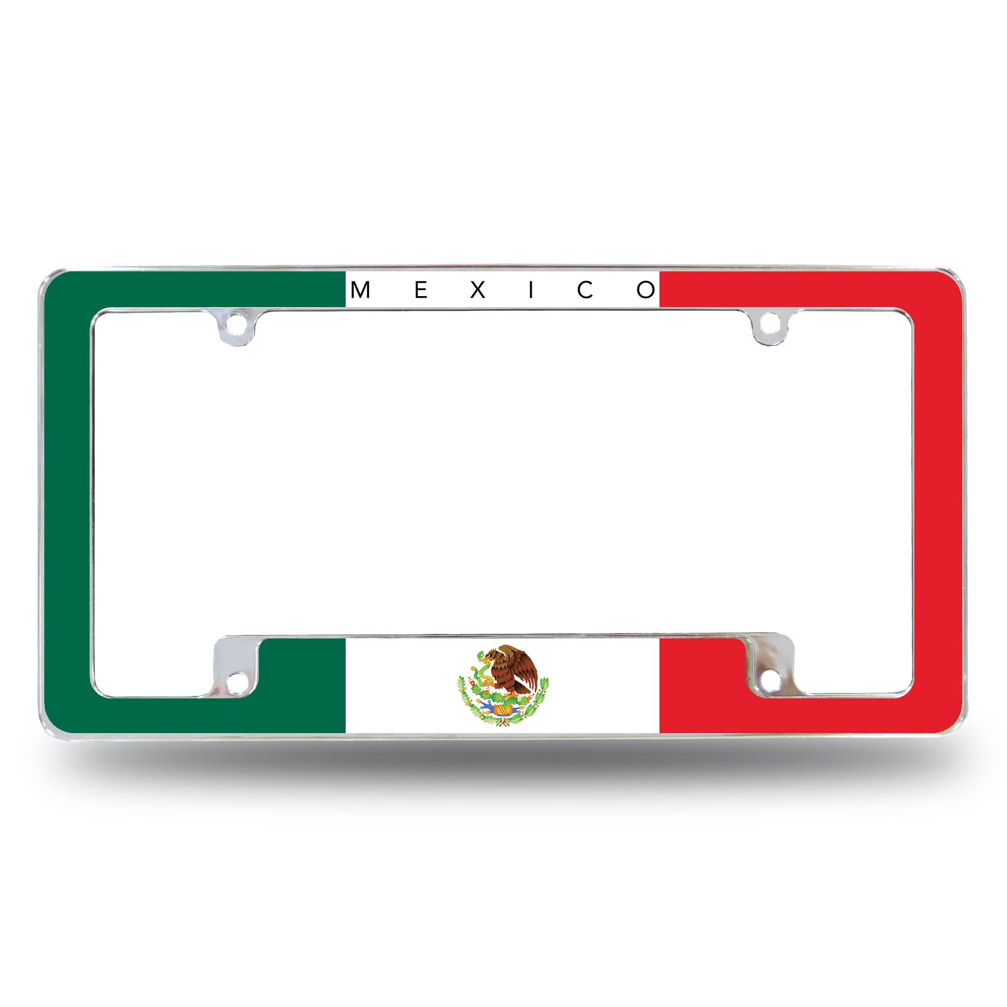 Rico Industries Mexico Flag All Over Automotive License Plate Frame for Car/Truck/SUV (12 x 6)