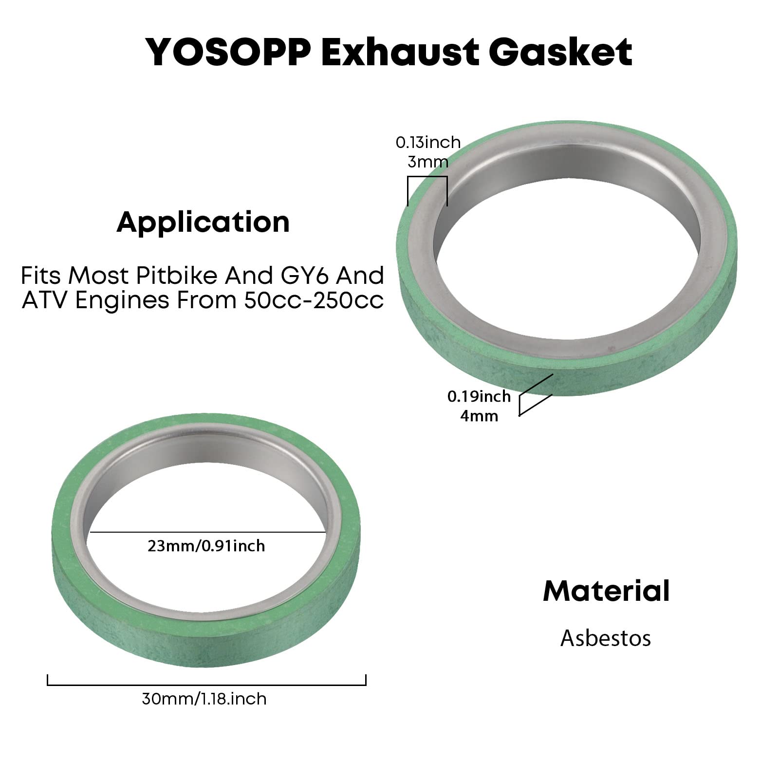 YOSOPP GY6 Exhaust Bolt Nuts Exhaust Gasket for Scooters ATVs GMB139 Engine Moped Quad 4 Wheeler Dune Buggy Go Karts Taotao Sunl