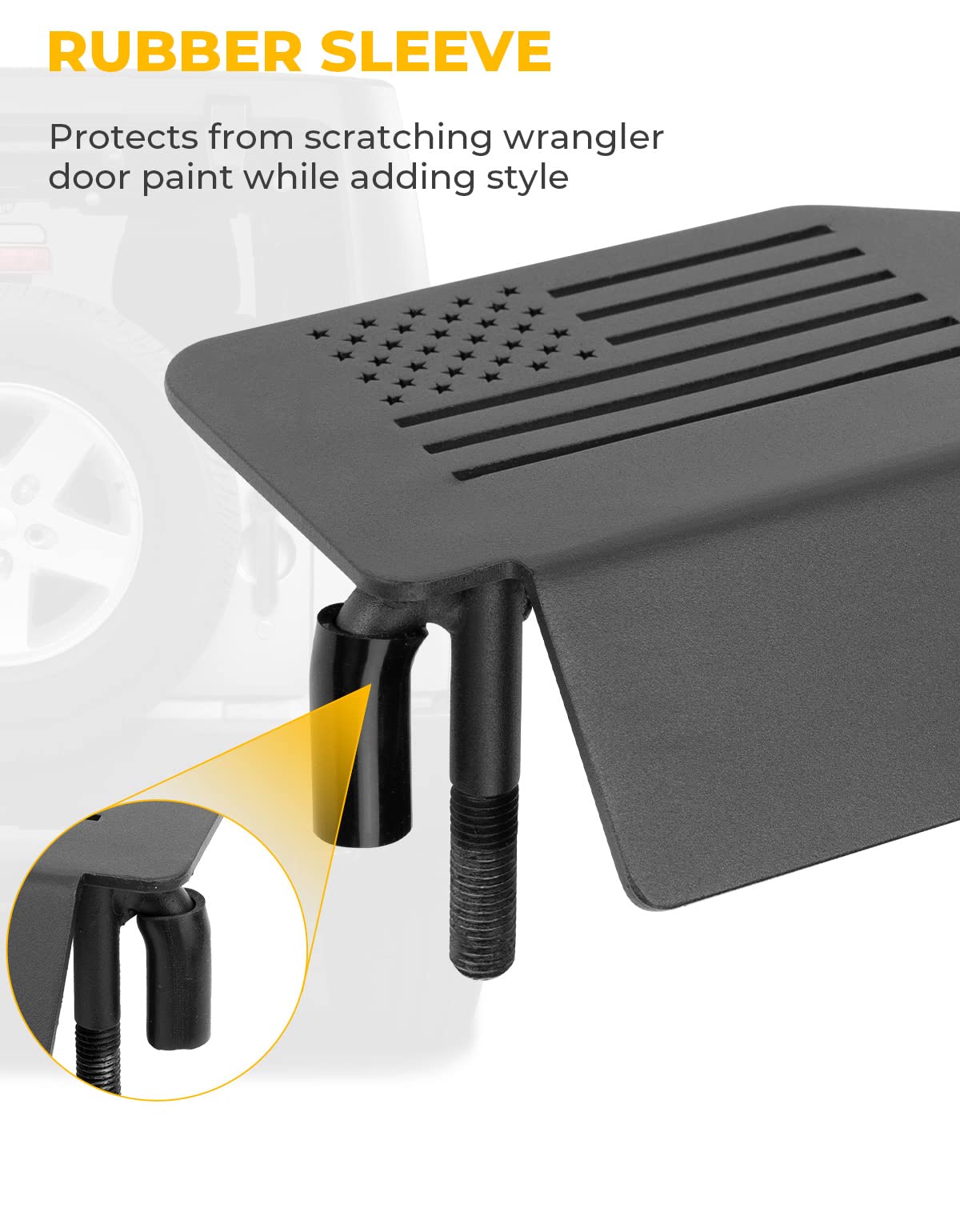 Qmparts Upgraded Wrangler Foot Pegs Compatible With Wrangler Jk Jl Gladiator Jt 2007 To 2024, 120Angle Exterior Door Hinge Rest
