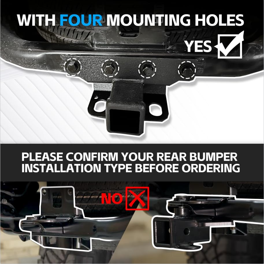 YZONA Jeep Gladiator JT Tow Hitch, 2-Inch Receiver, Class 3, Black Carbon Steel, 2020-2024 Model, Includes Cover