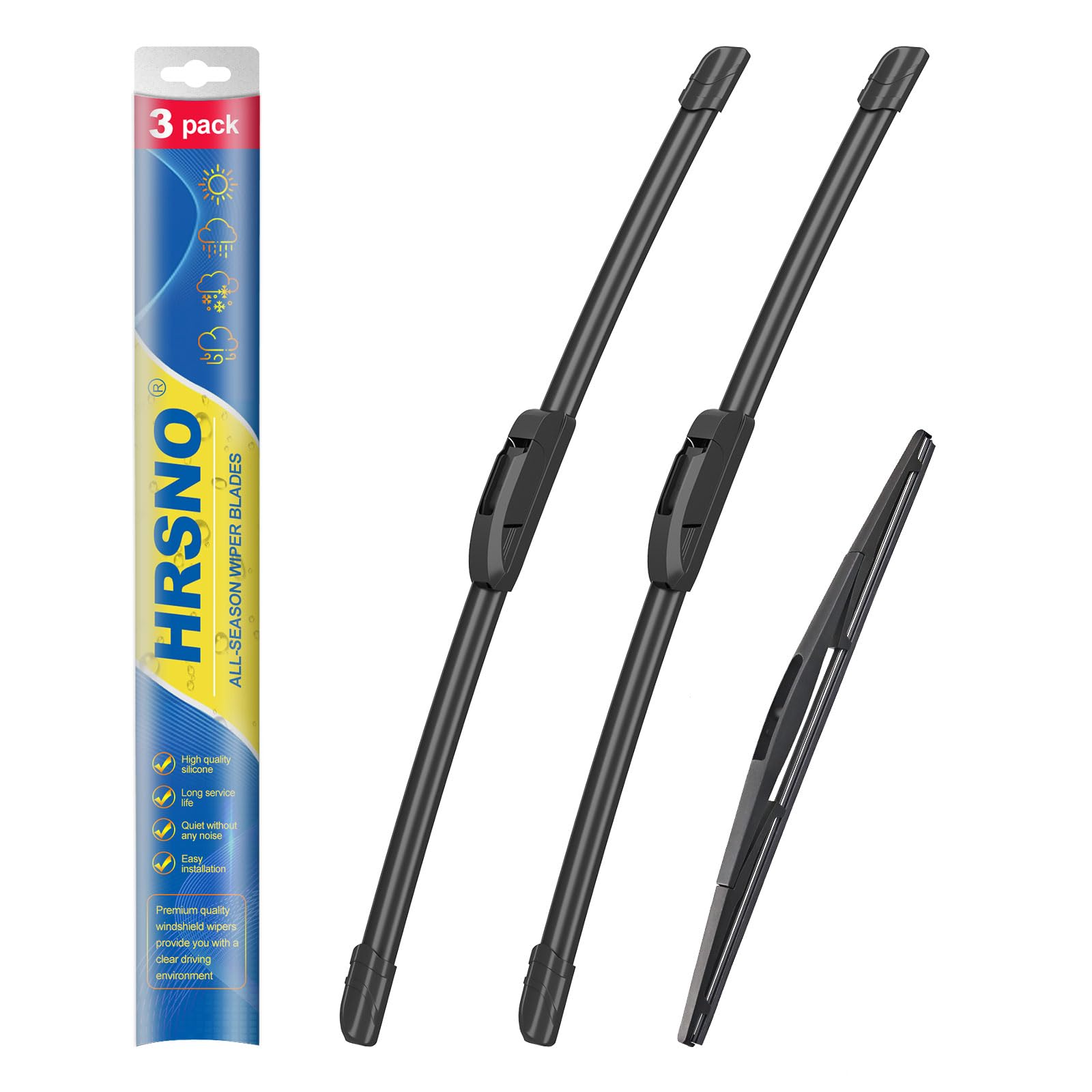 Hrsno 24''+18'' Windshield Wipers With 14'' Rear Wiper Blade Sets Automotive Replacement For Subaru Legacy 2005-2009