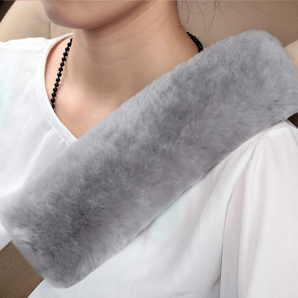 Ogland Authentic Sheepskin Car Seat Belt Pad,2 Pack Soft Seat Belt Cover For Shoulder Pad Neck Cushion Protector Car Accessories