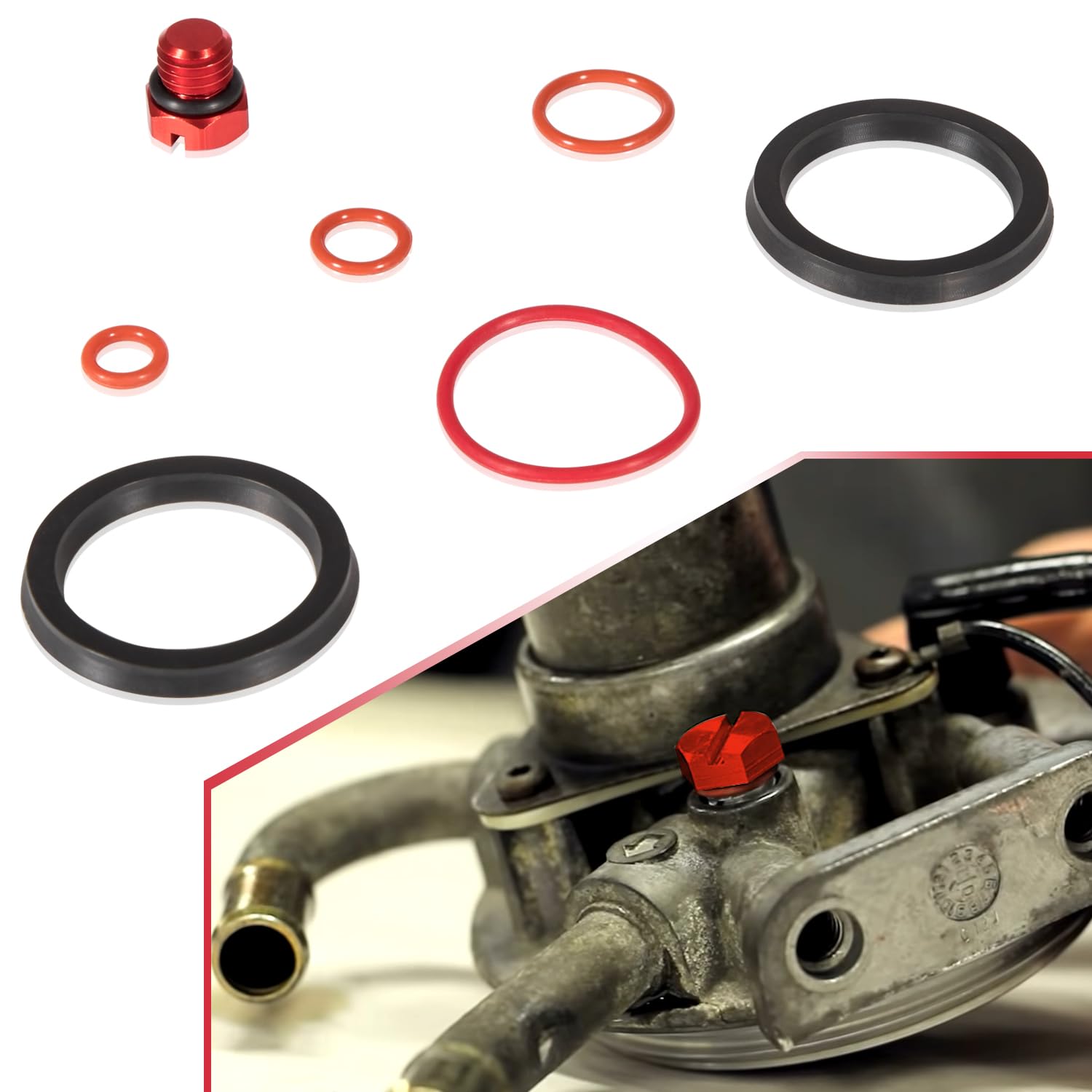 6.6L Duramax Fuel Filter Head Primer Seal Rebuild Kit & Air Bleeder Screw For 2001-2013 Gm Duramax Fuel Filter Primer