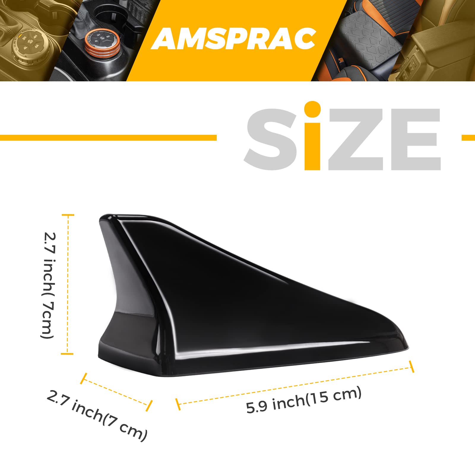 AMSPRAC Shark Fin Antenna Cover for Kia Optima/Sonata/Genesis - Black, Base Hole 5.9" x 2.7", Model AT0101410