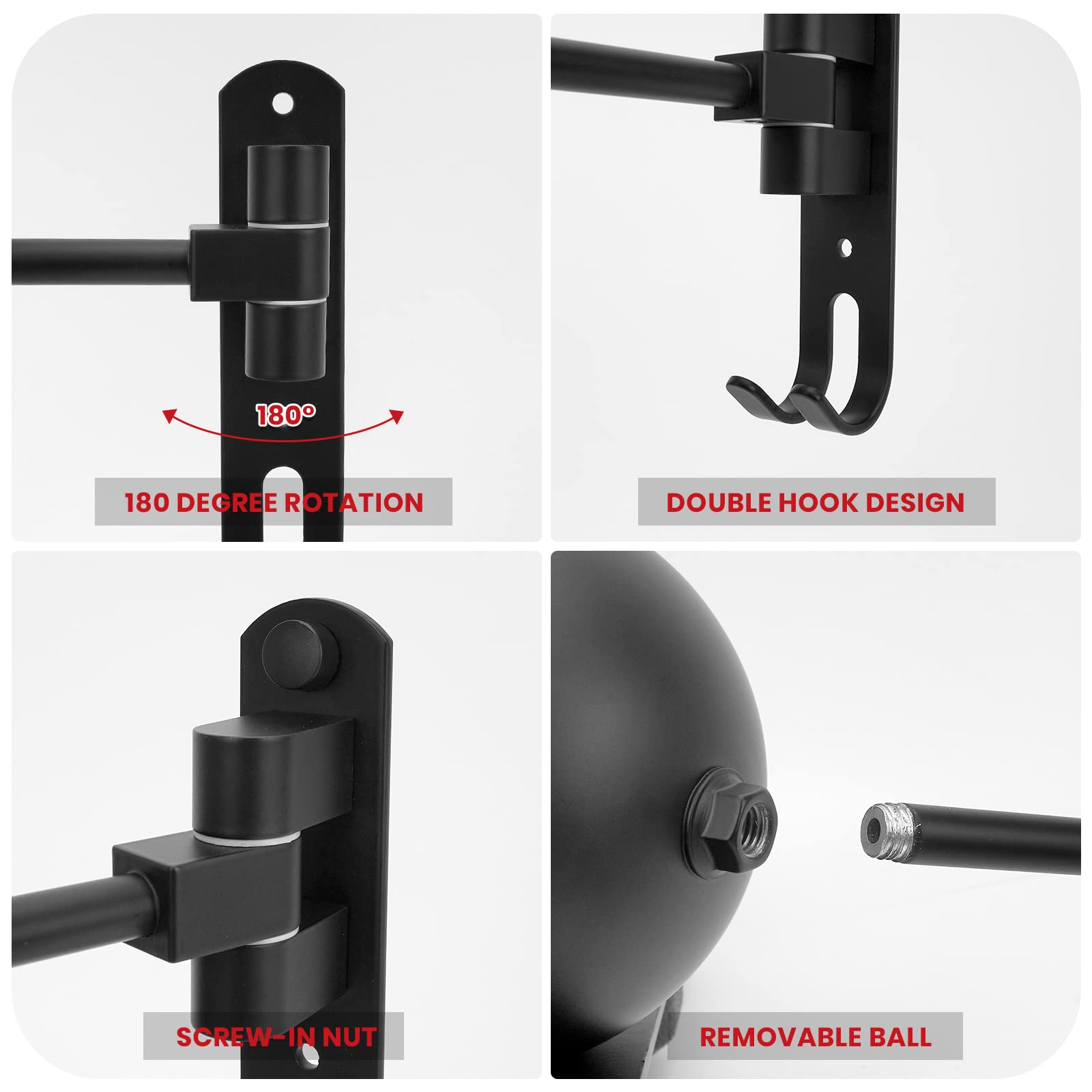 Lifxize Helmet Hanger Helmet Hanger Wall Mount 180° Rotation With 2 Hooks Helmet Holder For Motorcycle Bike Racing Coats Suit Sports Gear - 2 Pack