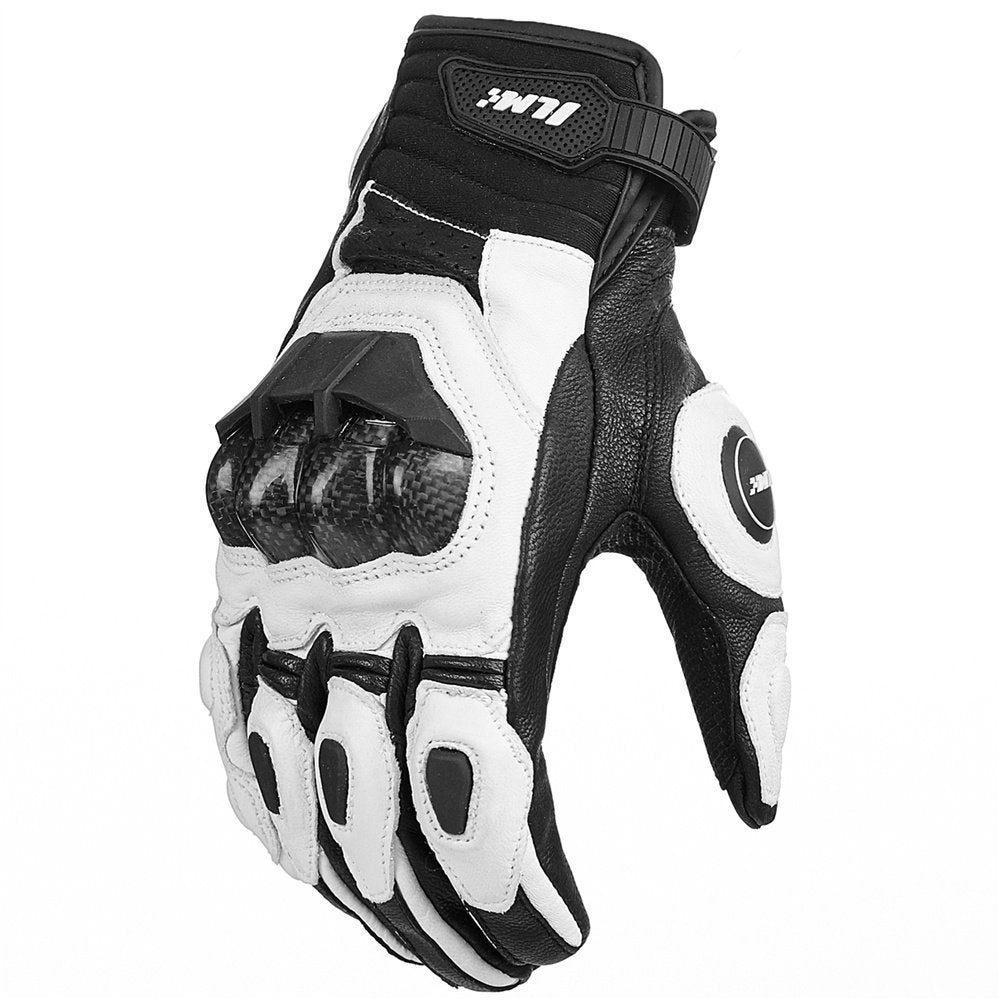 Ilm Air Flow Leather Motorcycle Gloves Touchscreen For Men And Women Model-Grc01 (L, White)