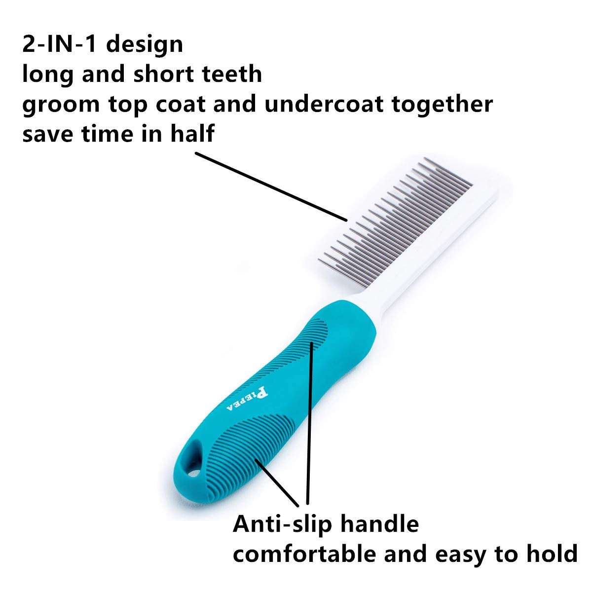 Pet Comb, Long And Short Teeth Comb For Dogs  Cats, Pet Hair Comb For Home Grooming Kit, Removes Knots, Mats And Tangles