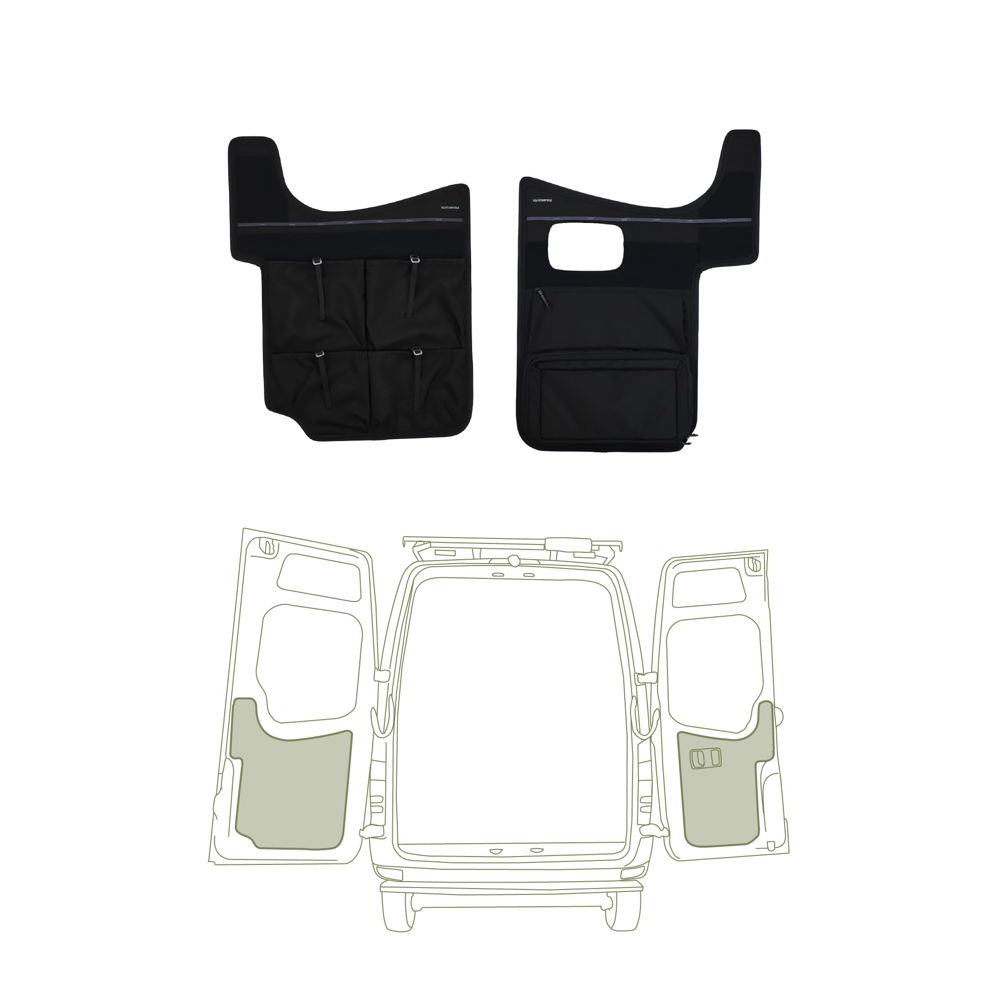 VanEssential Mercedes Sprinter Van VS30 and NCV3 Sliding Door UPPER Storage Panel