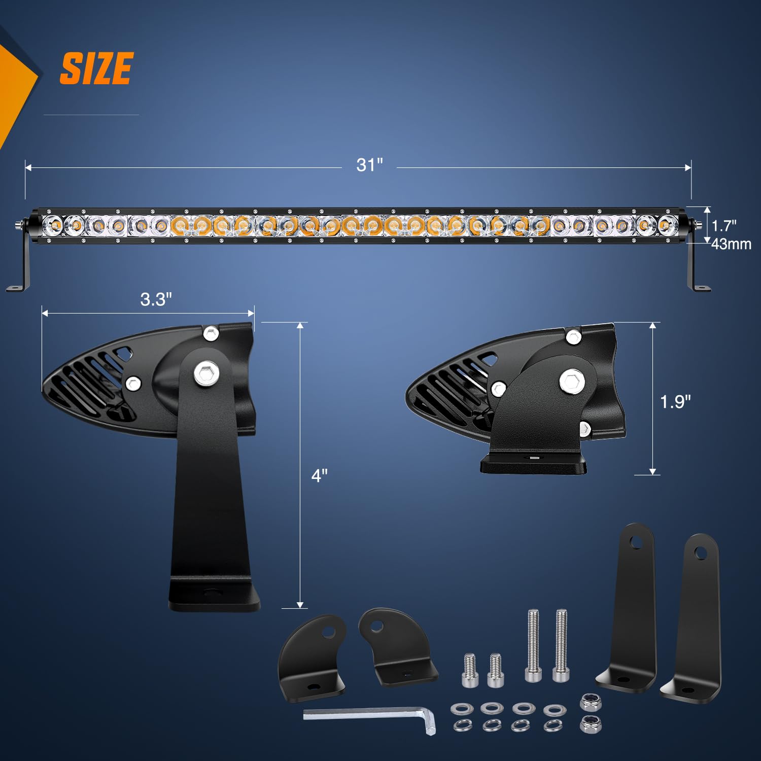 Nilight Led Light Bar Amber 31 Inch 150W Super Slim Spot Flood Combo 14500Lm 3D Driving Fog Off Road Lights For Trucks Pickup Su
