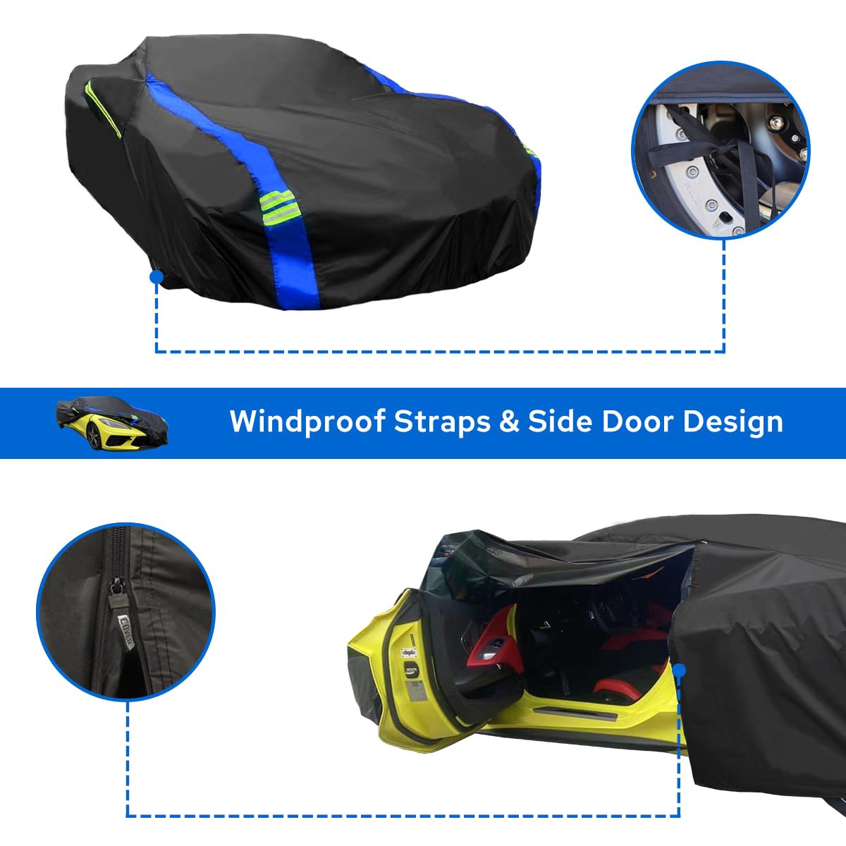 Avecrew For Chevrolet Corvette C8 Car Cover Waterproof All Weather For Automobiles, Outdoor Full Exterior Covers Fit 2020-2024 C