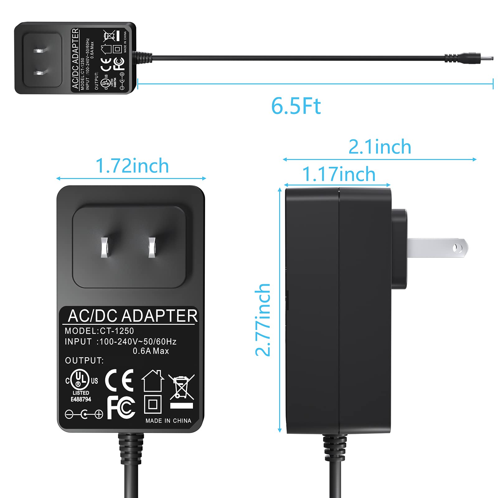 15V 1A Power Supply Charger For Car Jump Starter, Peak 450A 500A 600A 800A 1000A For Auto Battery Booster Schumacher Tacklife T6 Dbpower Djs50 Gooloo Power Supply
