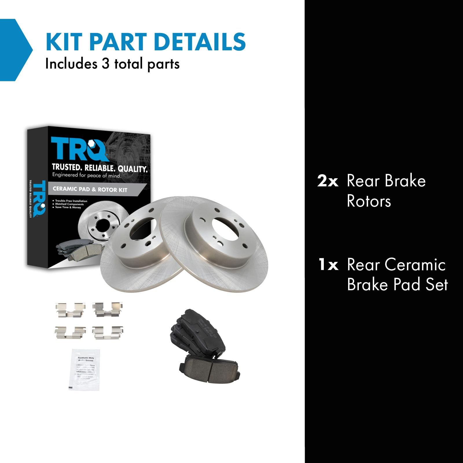 Trq Rear Brake Pad & Rotor Kit Brake Pads Brake Rotor Ceramic Compatible With 2001 Infiniti I30 2002-2004 I35 2001-2003 Nissan M