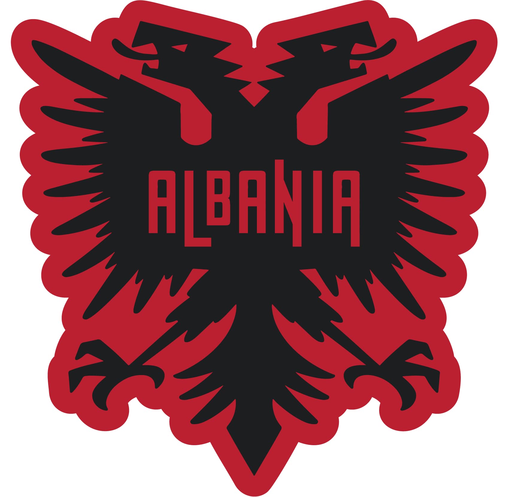 VulgrCo Albania Albanian Double-Headed Eagle Black Red Flag Funny Sticker Vinyl Waterproof UV Resistant Decal For Phones Laptops