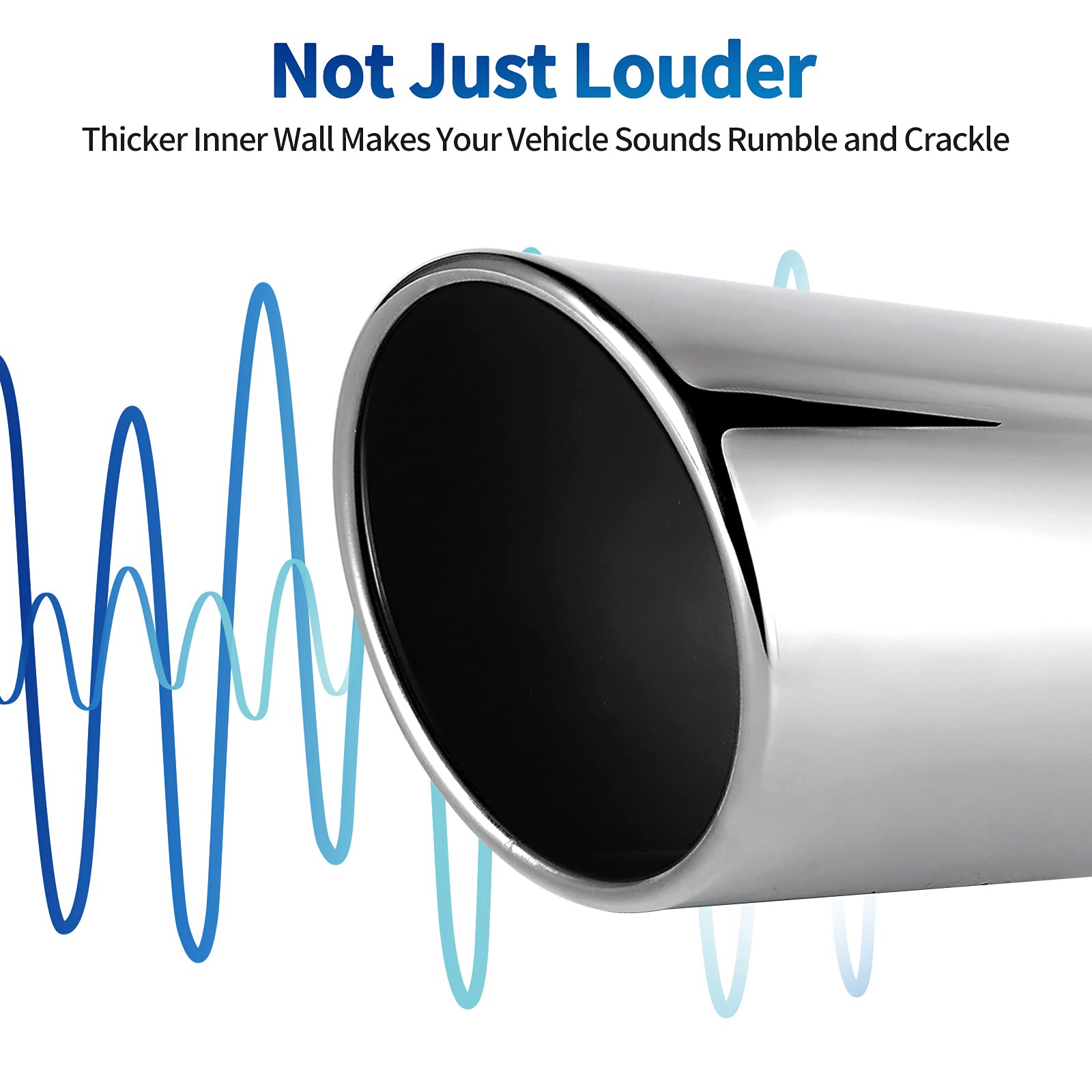 AUTOSAVER88 3.5" Inlet Black Exhaust Tip, 5" Outlet, 12" Length, Stainless Steel, Chrome-Plated Finish, Model HAAU2EuiP