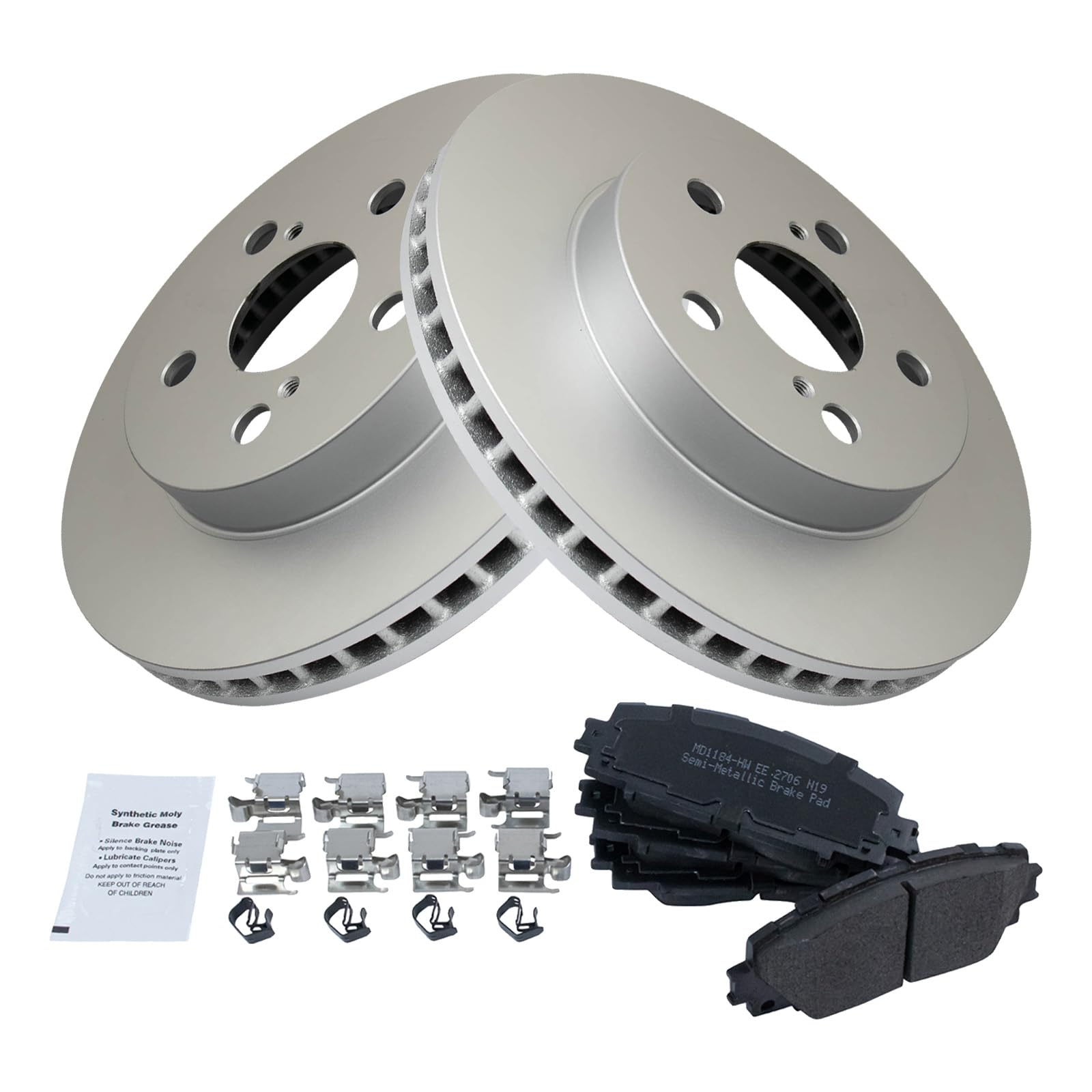 Trq Front Brake Pad & Rotor Kit Brake Pads Brake Rotor Semi-Metallic Premium G-Coated Compatible With 2020-2021 Toyota Corolla 2
