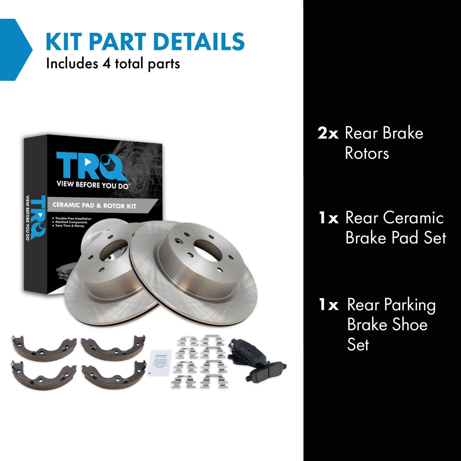Trq Rear Brake Pad & Rotor Kit Ceramic Compatible With 08-12 Infiniti Ex35 13 Ex37 11-12 G25 05-08 G35 09-13 G37 06-10 M35 M45 1