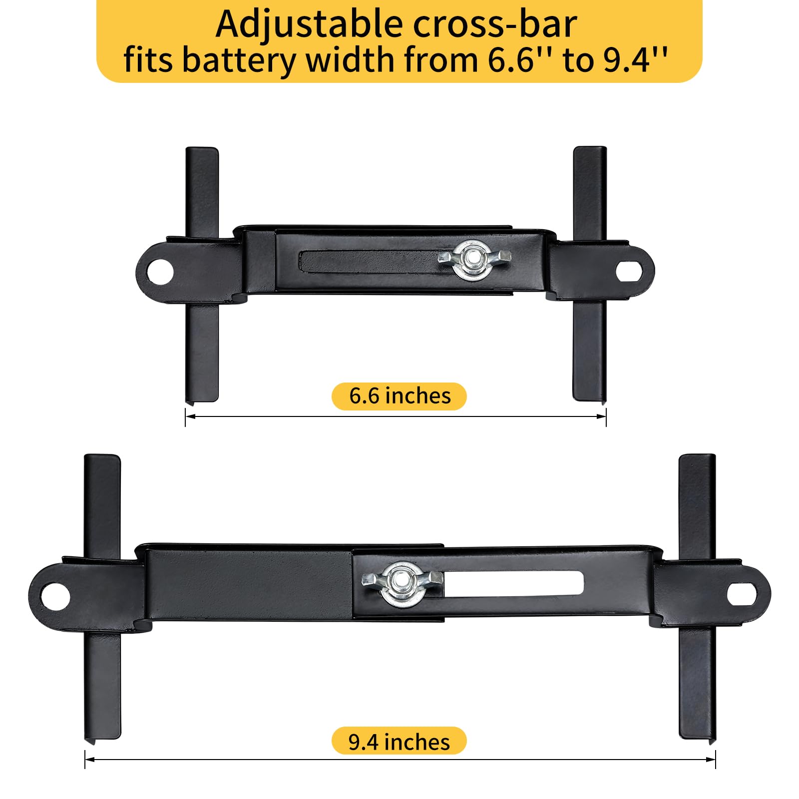 Car Battery Hold Down Kit, High-Strength Car Battery Crossbar with Heavy-Duty Clamps, Rust-Resistant Car Battery Holder with J-b