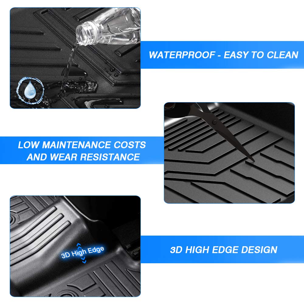 KUST Floor Mats for Nissan Rogue 2014-2020, All Weather Floor Mats for Nissan Rogue Accessories TPE Floor Liners High Edge (Not