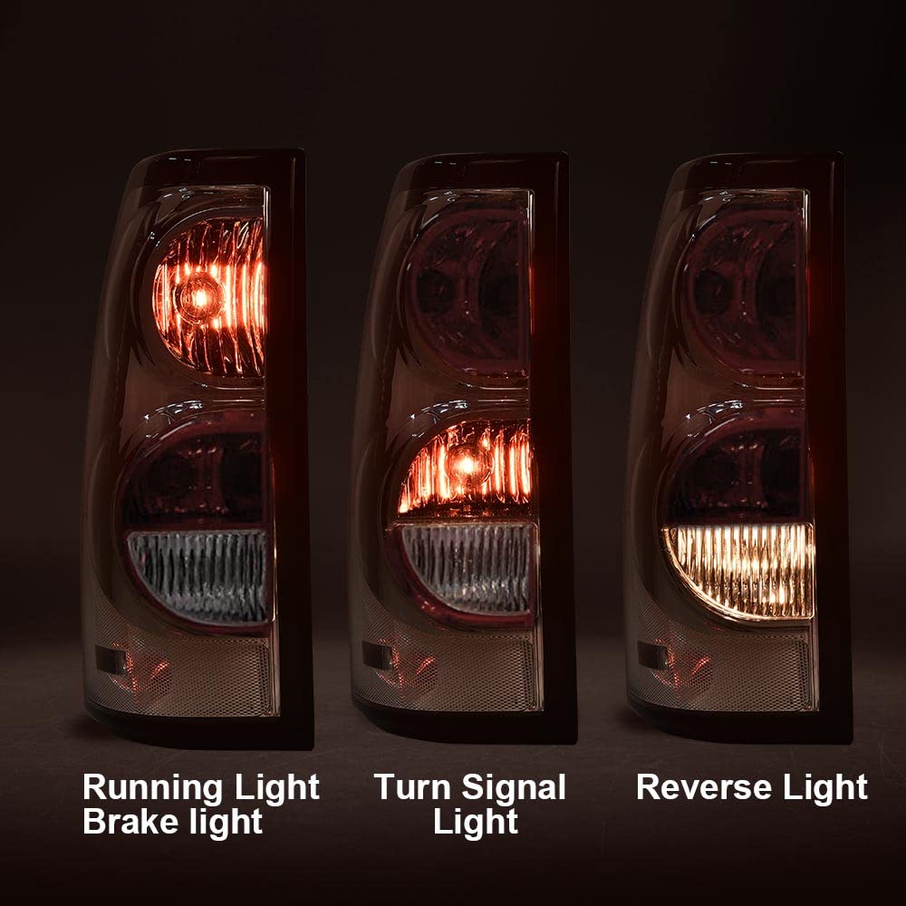 PIT66 Tail Lights for 2003-2006 Chevy Silverado, Clear Lens, Driver & Passenger Side, PMMA & ABS Material