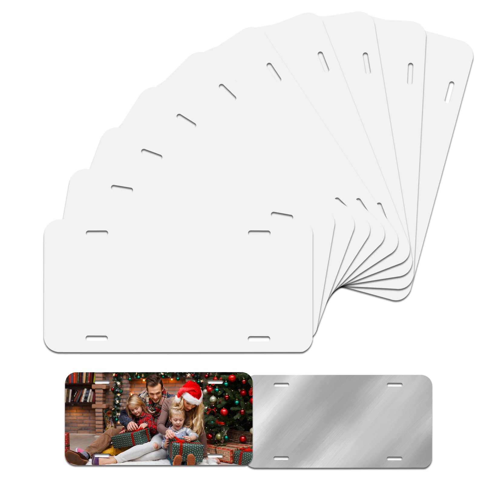 10 Pack Sublimation License Plate Blanks,1Mm Super Thick Heat Thermal Transfer Sheet Diy Picture Sublimation Blank,Metal Aluminu