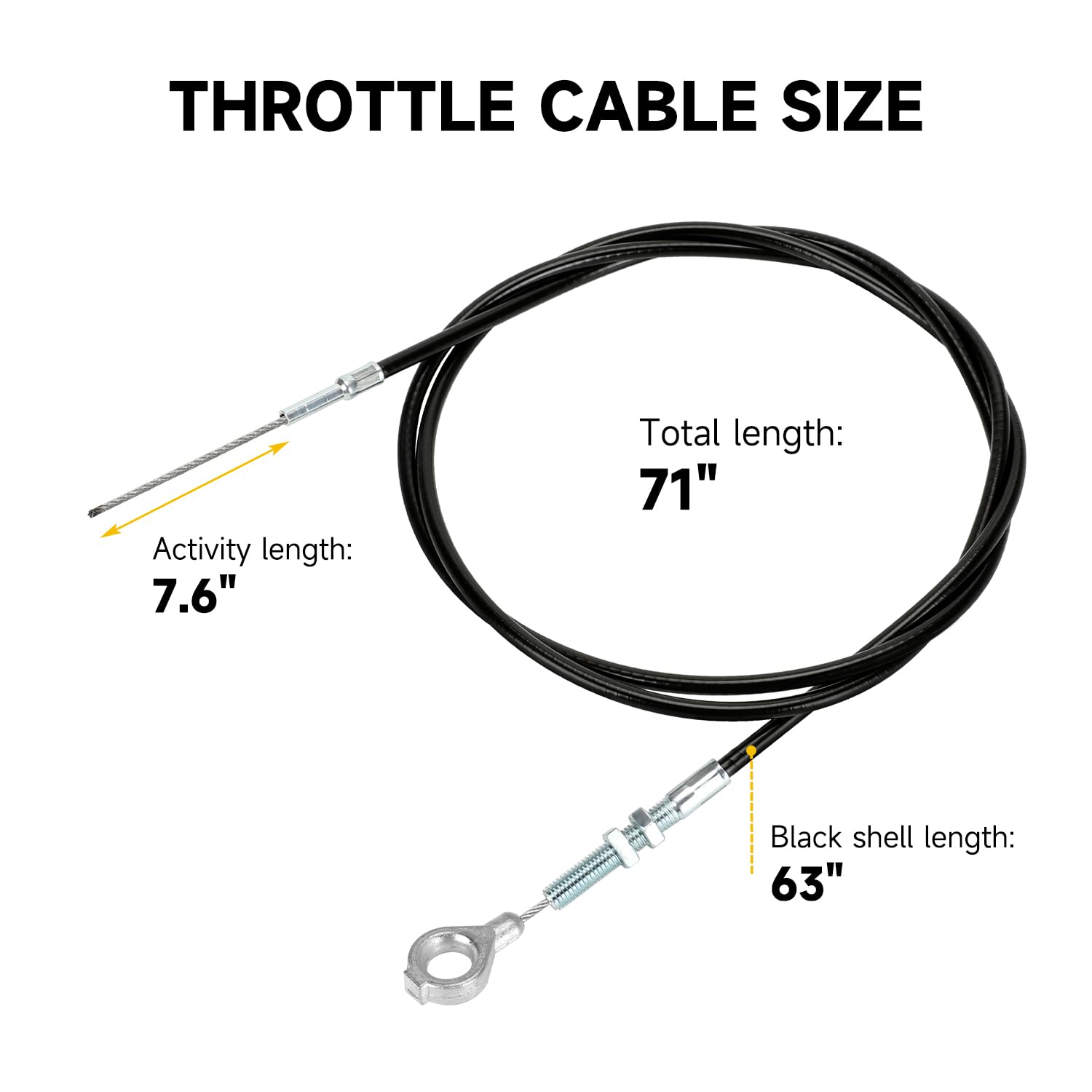 HIAORS 71 inch Throttle Cable for Go Kart Predator 212cc 196cc GX160 GX200 6.5hp Manco 8252-1390 ASW Kandi Yerf Dog Go Cart Part