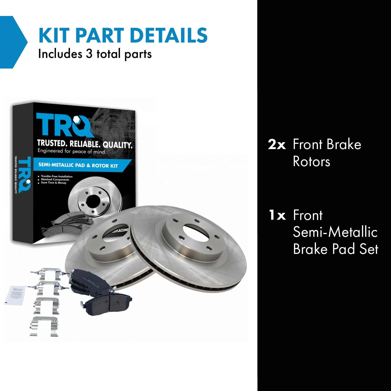 Trq Front Brake Pad & Rotor Kit Brake Pads Brake Rotor Semi-Metallic Compatible With 2002-2004 Infiniti I35 2002-2006 Nissan Alt