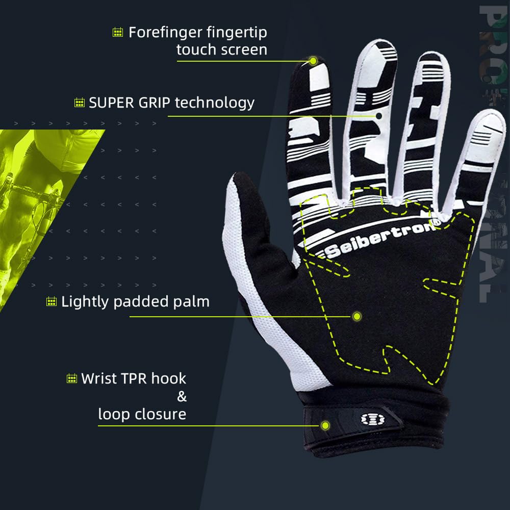 Seibertron Dirtpaw Unisex Bmx Mx Atv Mtb Racing Mountain Bike Bicycle Cycling Off-Road/Dirt Bike Gloves Road Racing Motorcycle M
