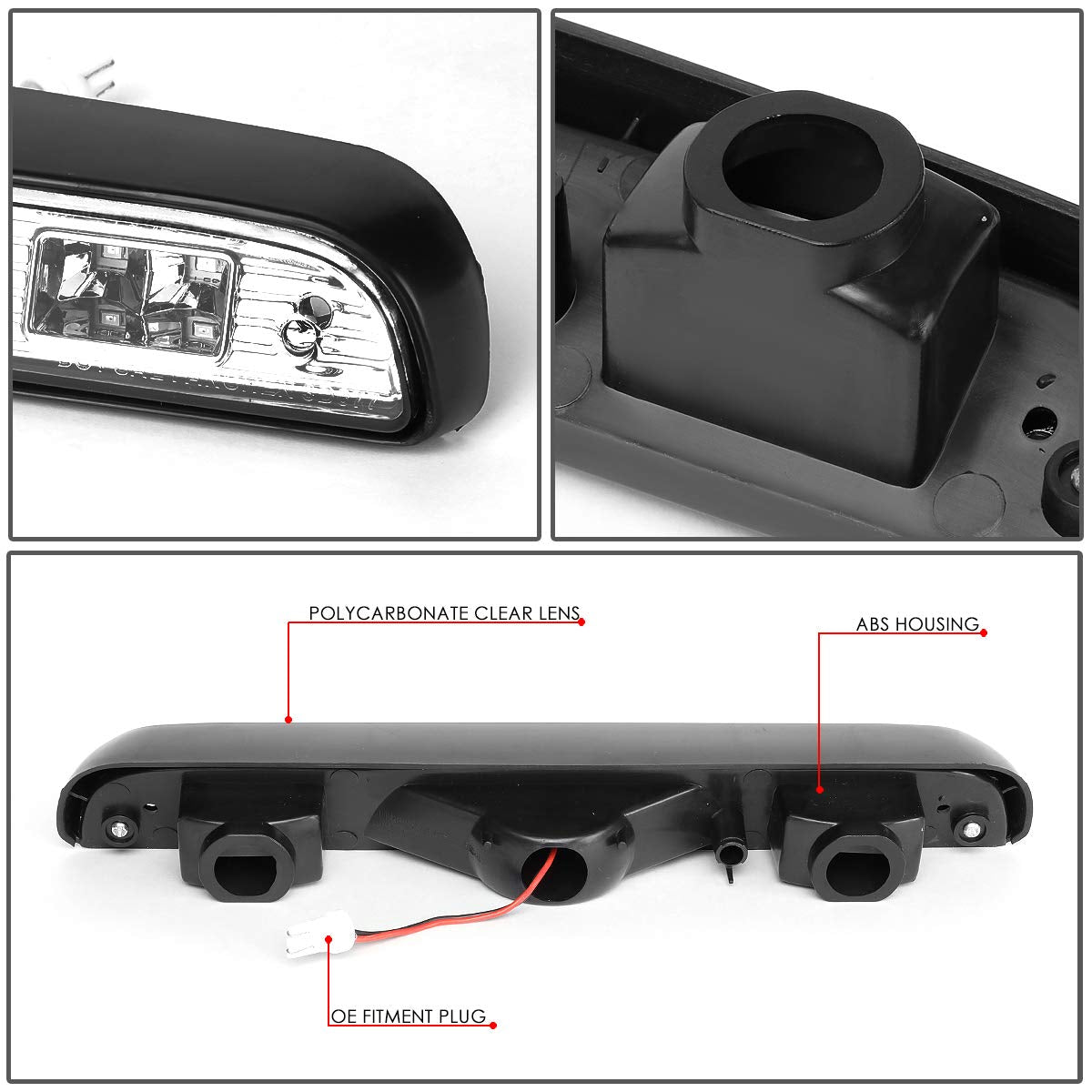 DNA MOTORING LED High Mount 3rd Brake Light for 92-96 Ford F150, 92-97 F250 F350, Chrome Housing, Model 3BL-F15092-LED