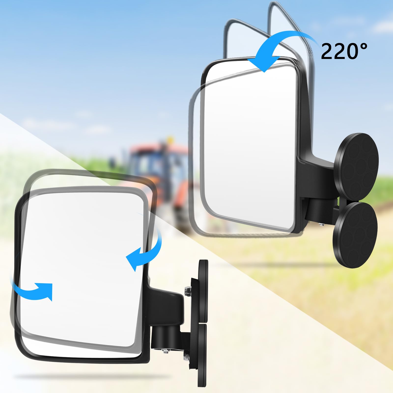 Unviersal Magnetic Tractor Mirrors,Tewgug Strong Magnetic Side Mirrors for Tractor Forklift Dozer Lawn mower Golf Cart Compatibl