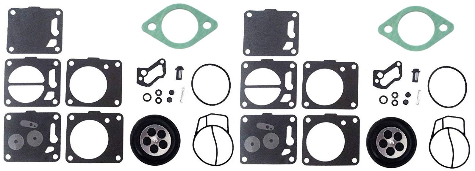 Aftermarket Dual Carb Rebuild Kit with Base Gaskets 007-494 Compatible with Sea-Doo / Polaris 3240128 / Kawasaki 11060-3786 650