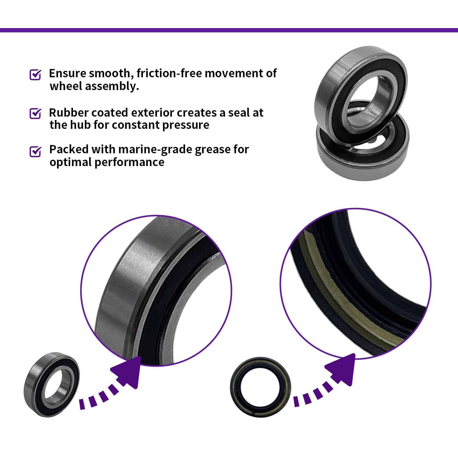 BIGLKNM Front Wheel Bearing Seal Kit Compatible with Suzuki Vinson 500 King Quad 250 300 400 Quadrunner 250 500 Eiger 400 LT-F50