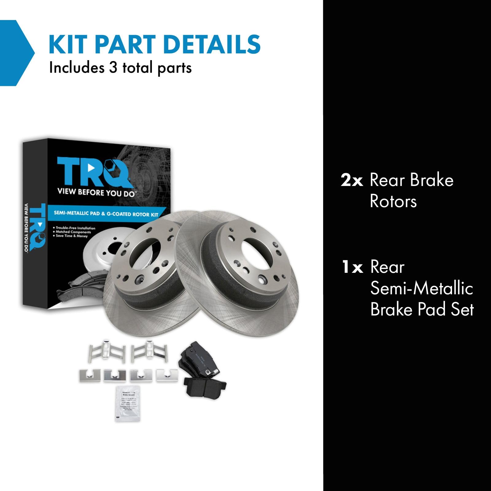 Trq Rear Brake Pad & Rotor Kit Brake Pads Brake Rotor Semi-Metallic Compatible With 1991-1995 Acura Legend 1996-1998 Rl 1995-199