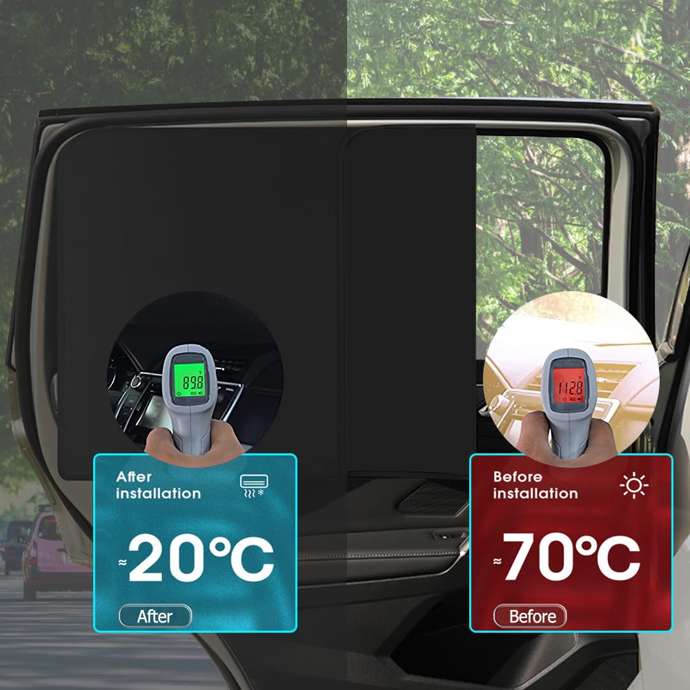 2Pcs Car Side Window Sun Shades, Magnetic Sunshades For Car Windows, Front Seat Window Sunshades Privacy Curtains, Front Side Window Sun Shade Blocks Sun, Universal For Car Suv Truck