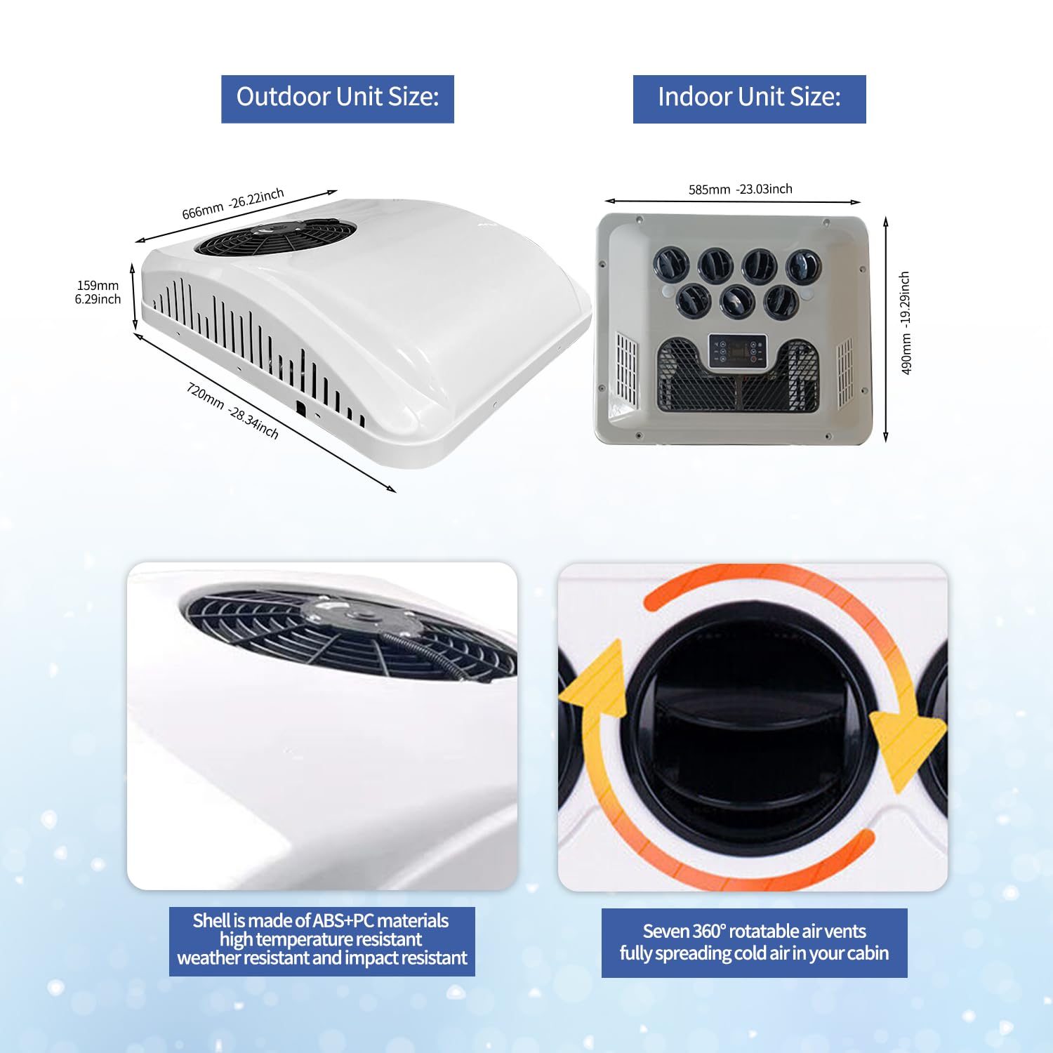 Gouku 12V Camper Rv Air Conditioner Heat And Cool Rooftop Ac Unit Rv Eectric Ac Fit Motorhome Trailer, Eac002.18.12.Hc, White