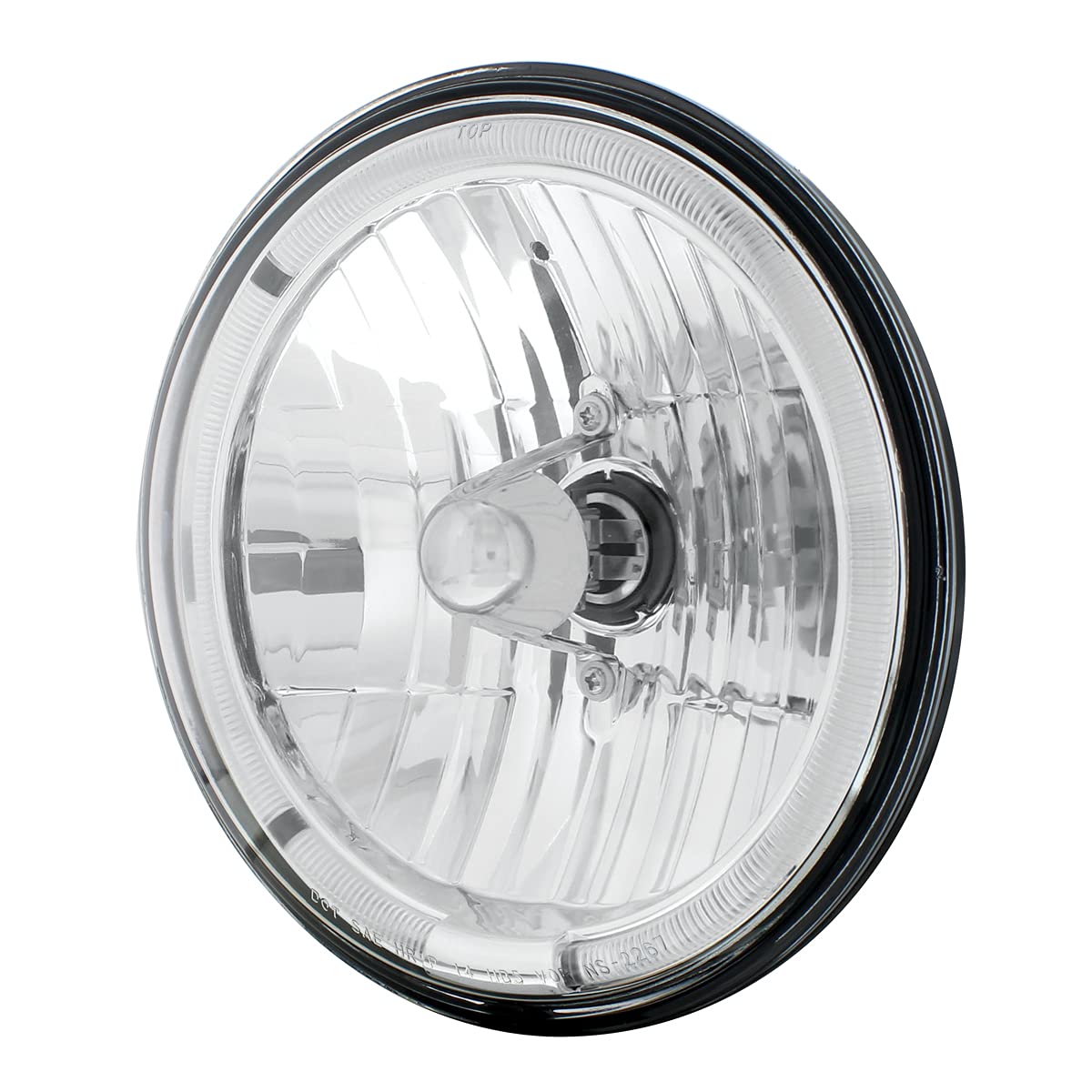 United Pacific 31285 7" Crystal Headlight with White LED Halo Ring - White