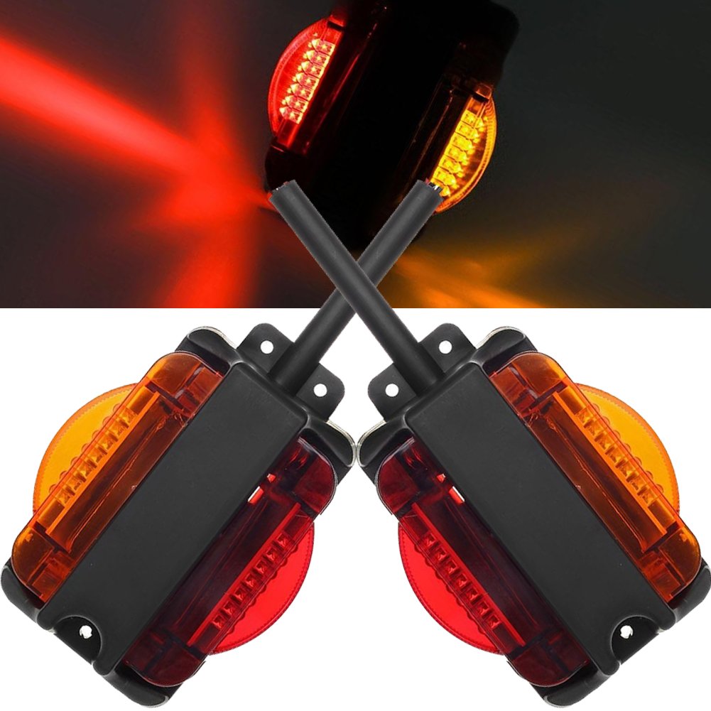 NEW SUN 2pcs 7 LED Fender Lights Kit, Pre-Wired Dual Side 4X5, Higher Power LED, Turn Signal Marker, Trailer Clearance Marker Li