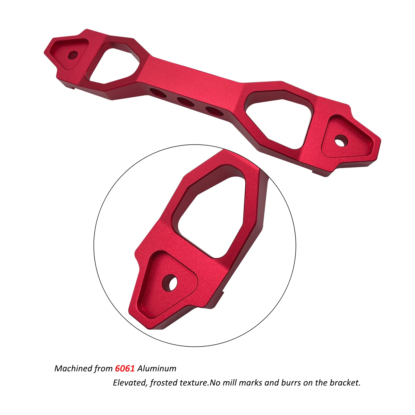 ARONOVA Heavy Duty Battery Hold Down Set, Billet Aluminum Bracket & 10" Stainless Steel J Bolts, Red, Model N-AL1420-10-RD-HD