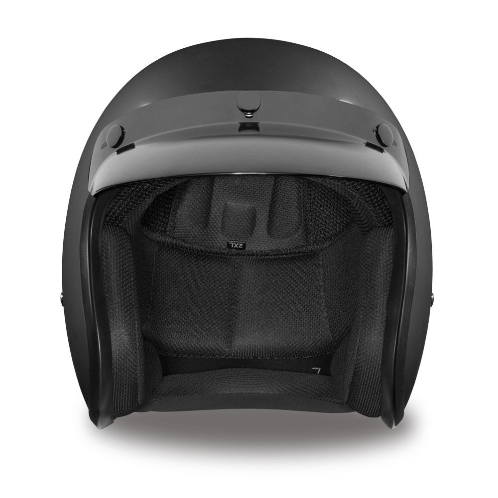 Daytona Helmets 3/4 Open Face Motorcycle Helmet - DOT Approved, XX-Large, Dull Black, Model DC1-B-2XL, Polyester Material