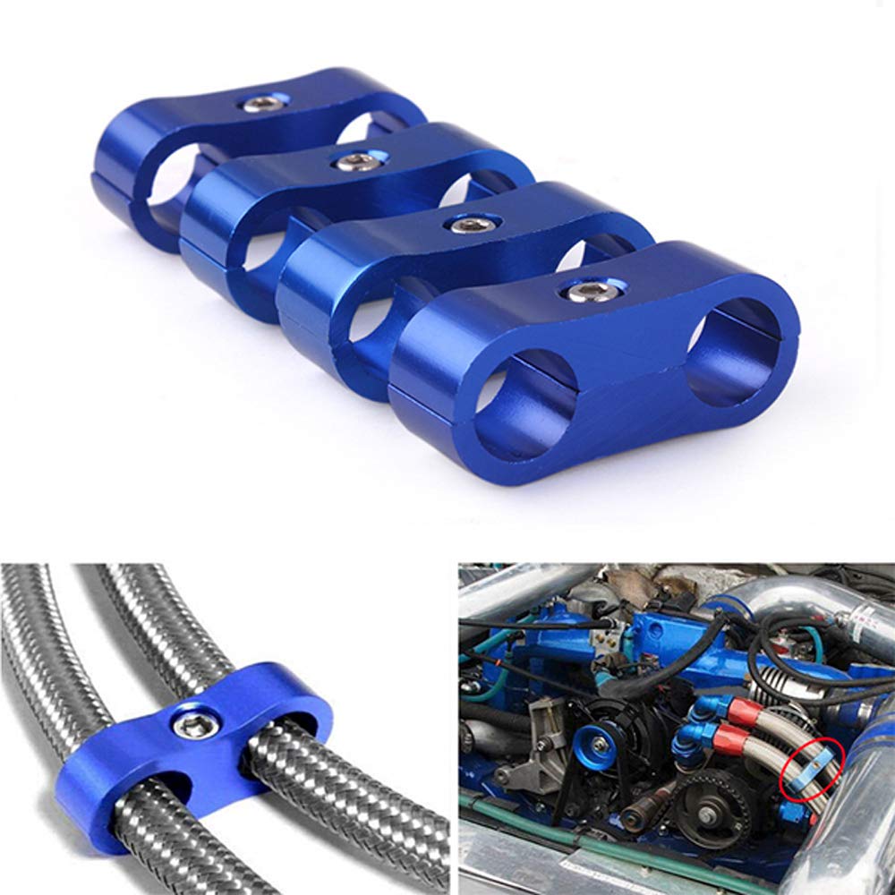 6An Hose Separator Clamp Aluminum Fuel Line Mounting Clamp Divider Hose Fitting Adapter Fit For 3/8 Fuel Line, Oil Line, Brake L