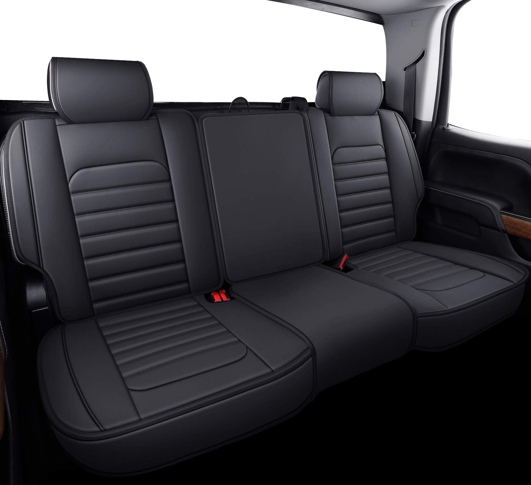 YIERTAI Car Seat Covers for Chevy Silverado GMC Sierra 2007-2026, Waterproof Faux Leather, 5 PCS Full Set, Black