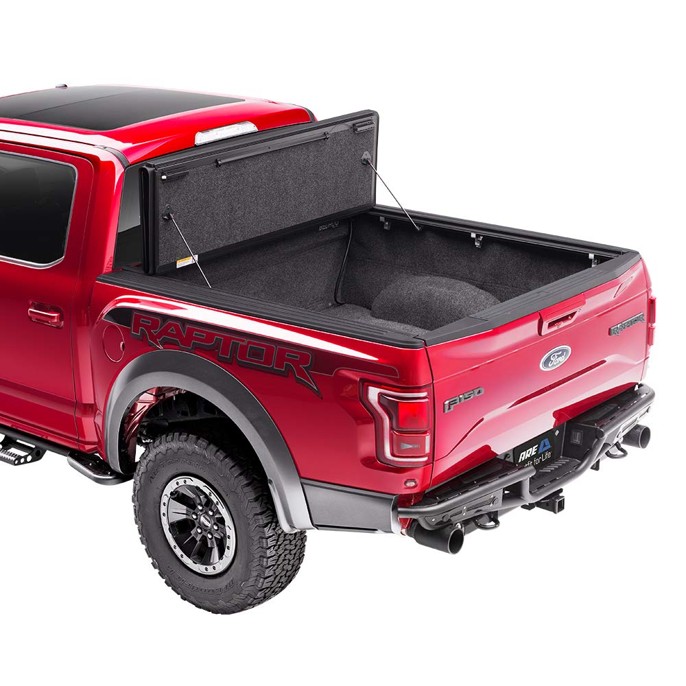 A.R.E. Fusion Painted Hard Fold Truck Bed Tonneau Cover | Ar22019L-Rr | Fits 2015 - 2020 Ford F-150 5' 6' Bed (67.1'), Paint Code: Rr Ruby Red