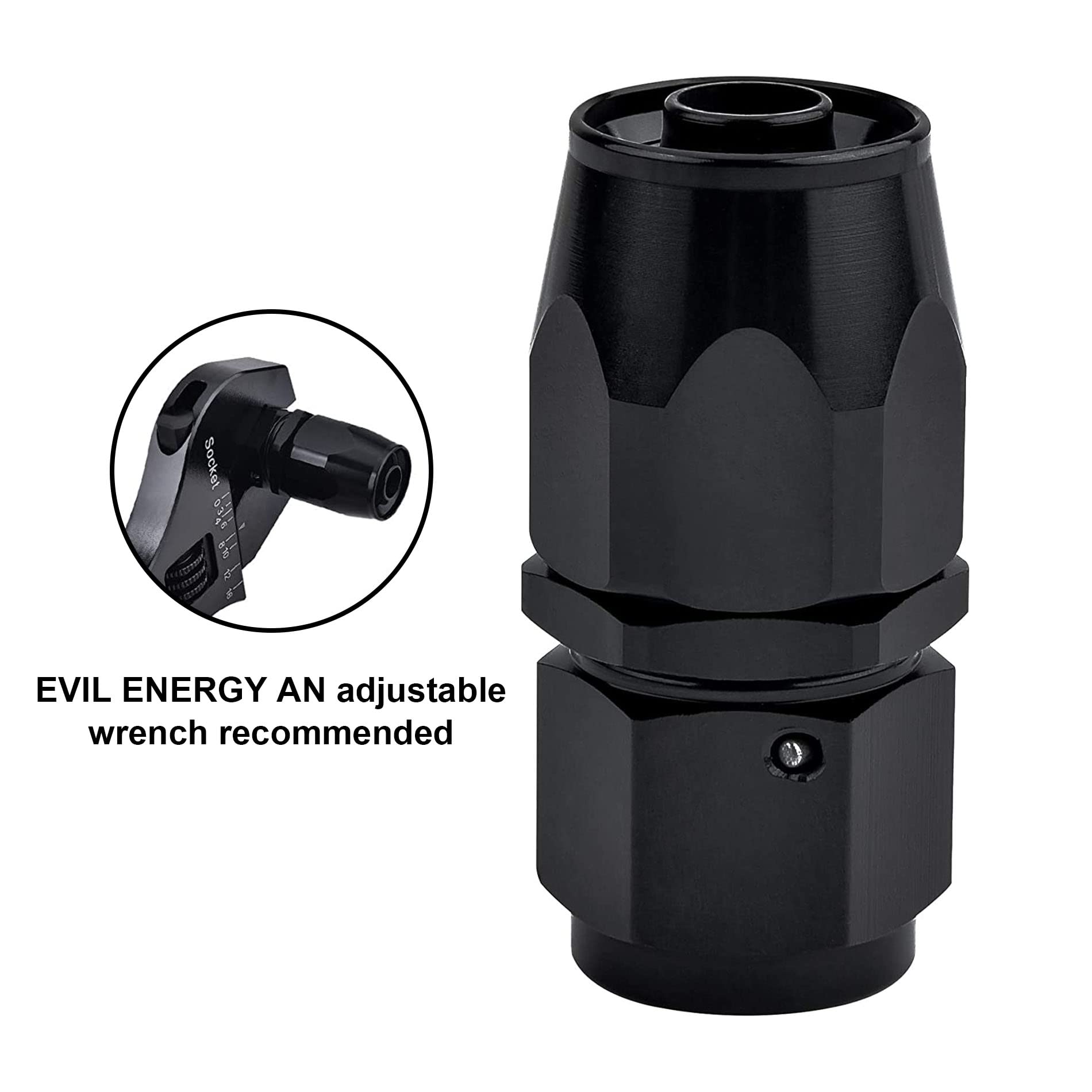 Evil Energy 8An Hose End Fitting Straight Swivel For Cpe Braided Hose Black 2Pcs