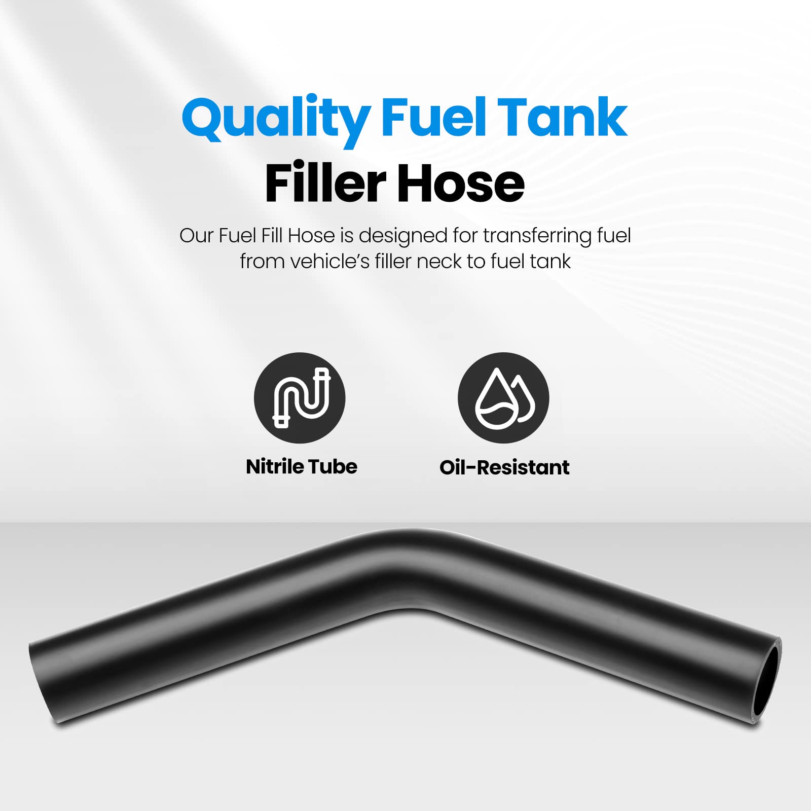 Tkkeuep Gasoline Fuel Filler Hose With 4 Clamps, 2.25'' Id Reinforced Gas Tank Filler Hose (45 Degree)