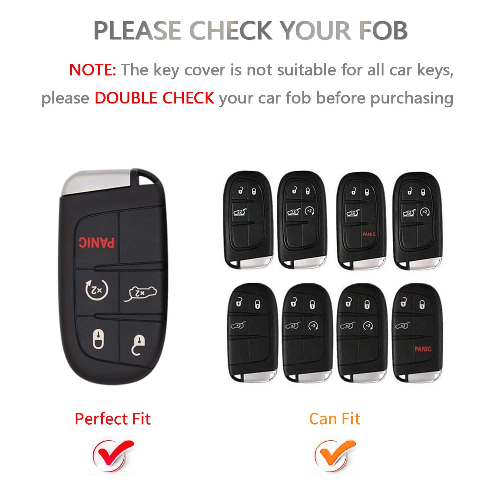 OFFCURVE Key Fob Cover with Keychain for Jeep Dodge, TPU Key Cover Case for Jeep Grand Cherokee Renegade Chrysler 200 300 Dodge