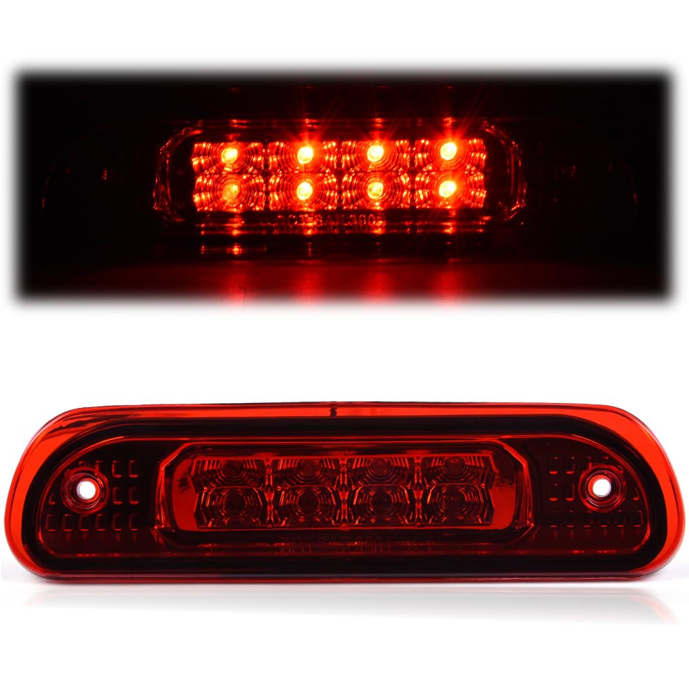 Cheda Third 3D Brake Lights, Compatible With 1999 2000 2001 2002 2003 2004 Jeep Grand Cherokee, Red Lens Clear Housing Led Bar T