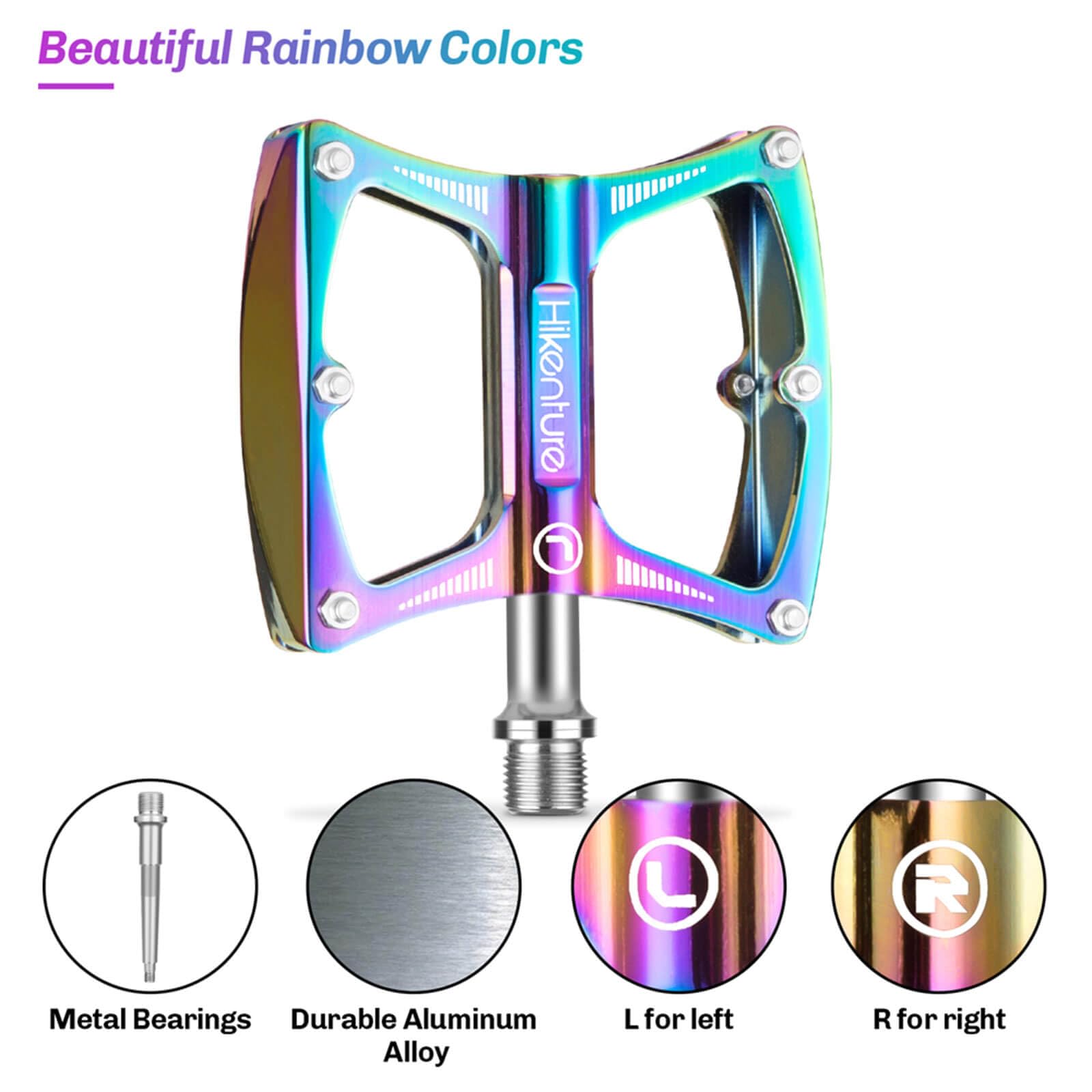 Hikenture Road Bike Pedals Mountain Bicycle Flat Pedals 9/16 '' Sealed Bearing Lightweight Aluminum Alloy Colorful Wide Platform