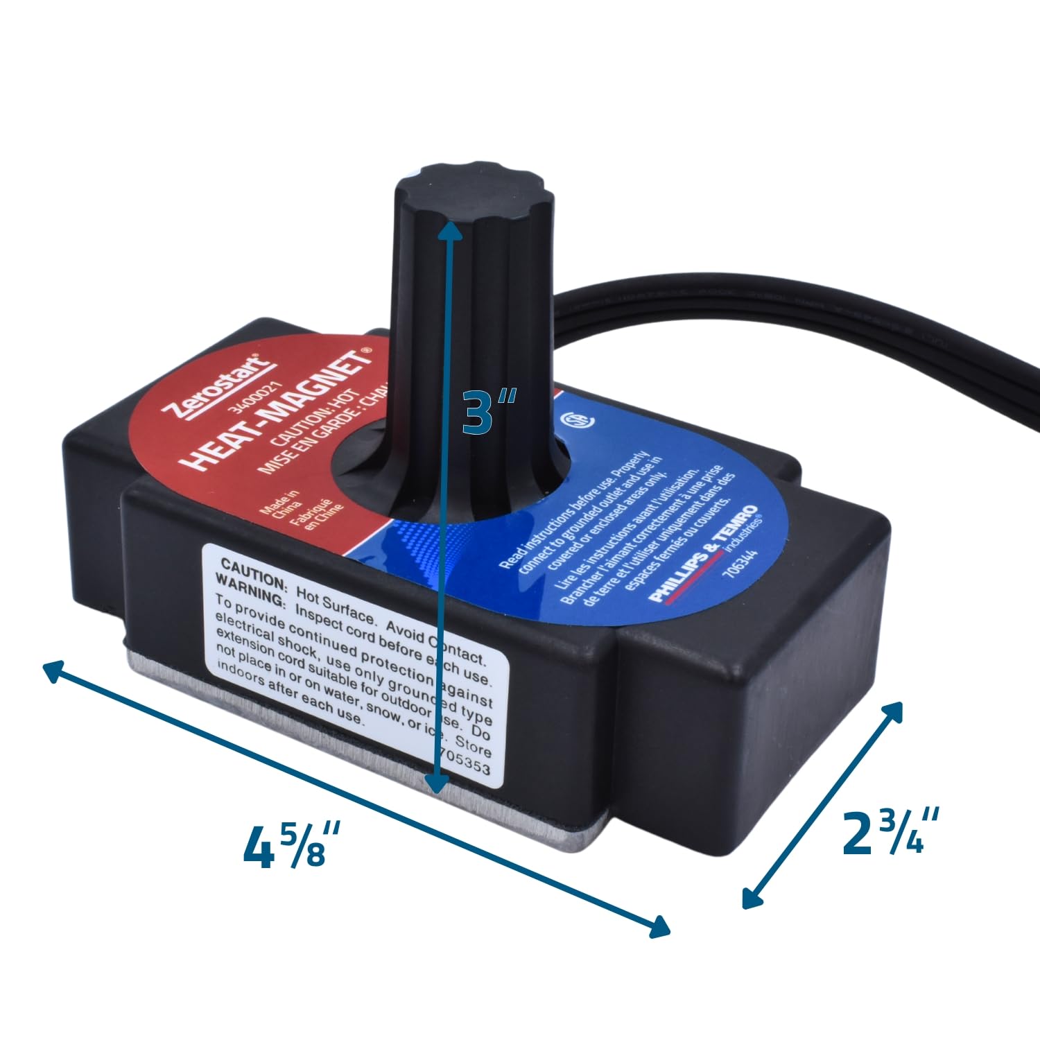 Zerostart Magnetic Engine Block Heater - 300W, 6ft Cord, CSA Certified, Model 3400021 for Oil Pans and Transmissions