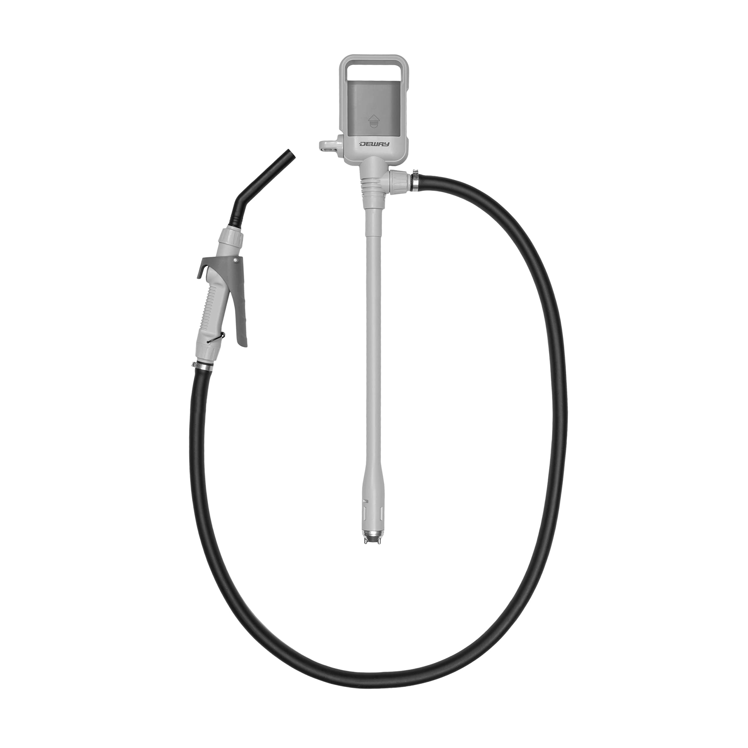 Deway Automatic Fuel Transfer Pump With Nozzle For Quick Flow Control & Stop, Heavy Duty Rubber Hose, 3X More Powerful D Battery