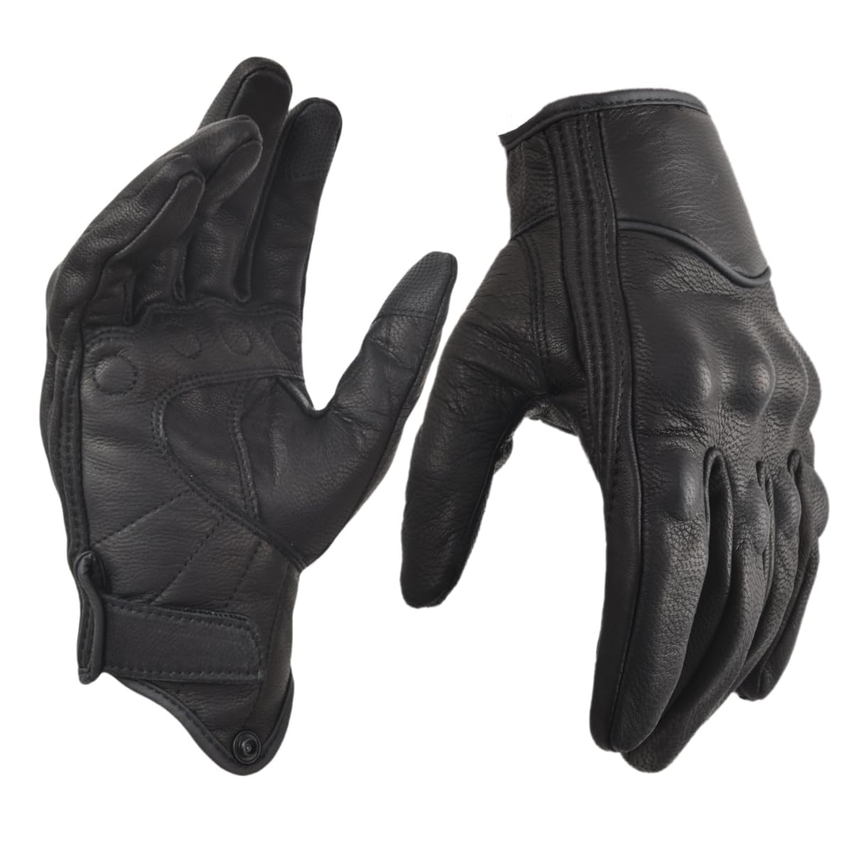 sibewora Motorcycle Gloves for Men Motocycle Gloves Touchscreen Full Finger Leather Gloves Riding Driving Biker Glove Black (XXL